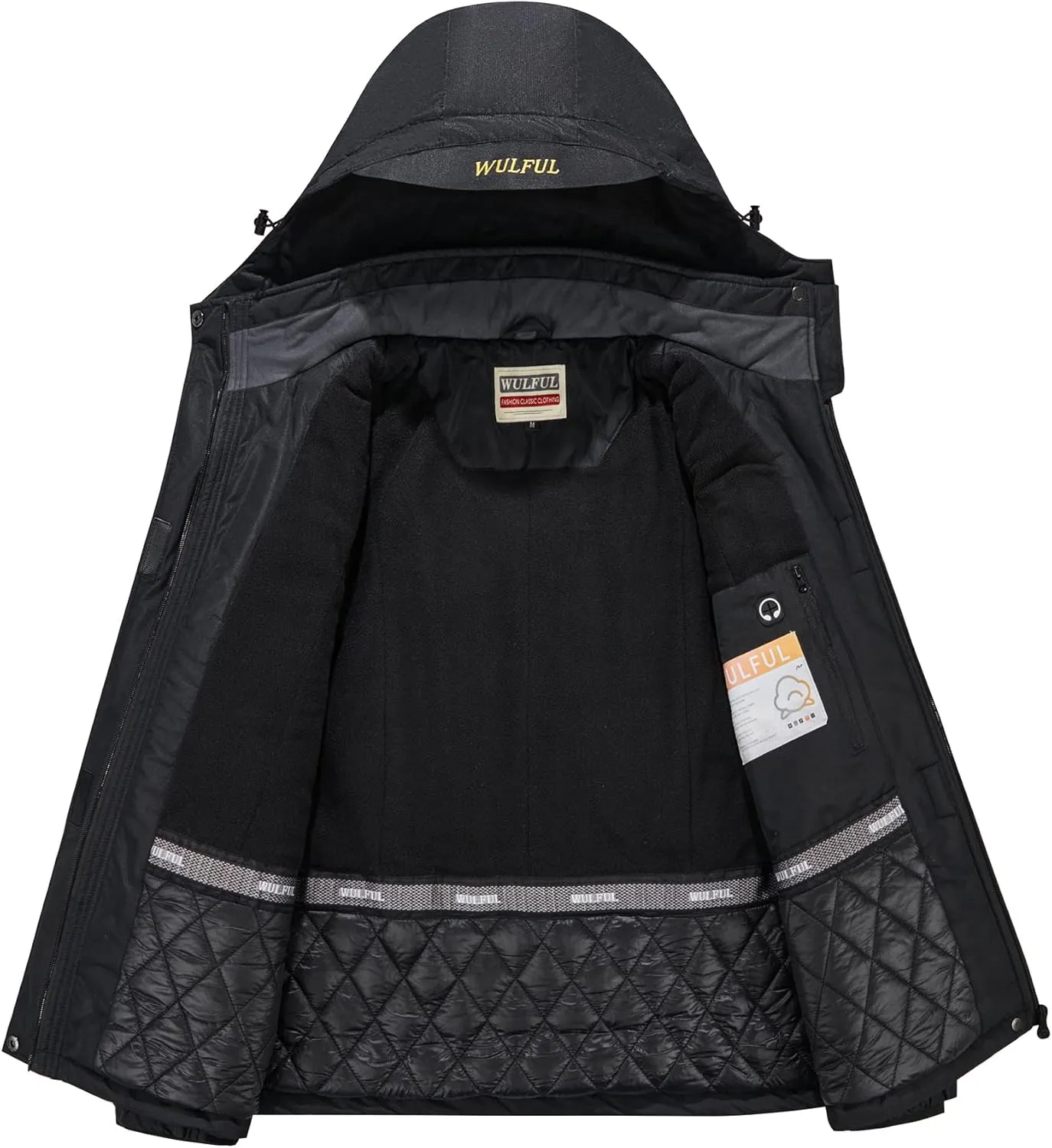 WULFUL Womens Waterproof Snow Ski Jacket Mountain Windproof Winter Coat with Detachable Hood