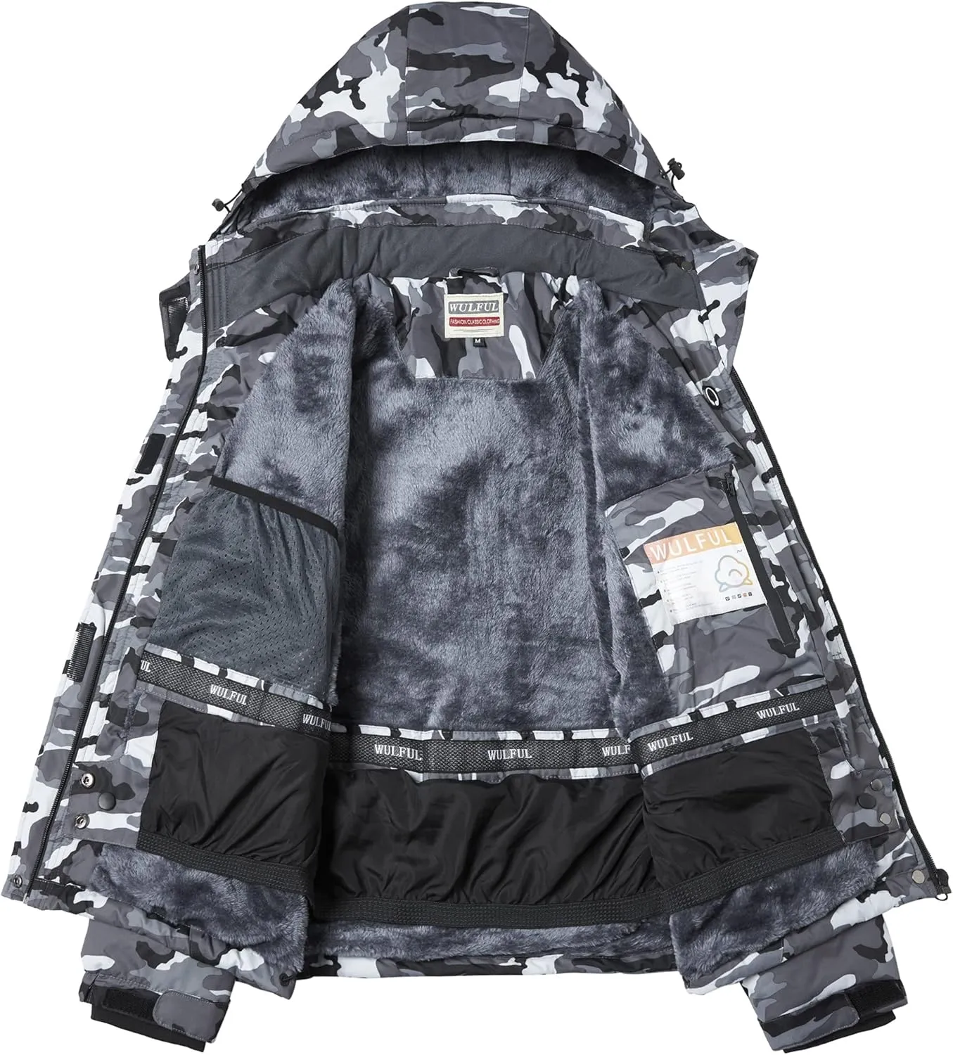 WULFUL Womens Waterproof Snow Ski Jacket Mountain Windproof Winter Coat with Detachable Hood