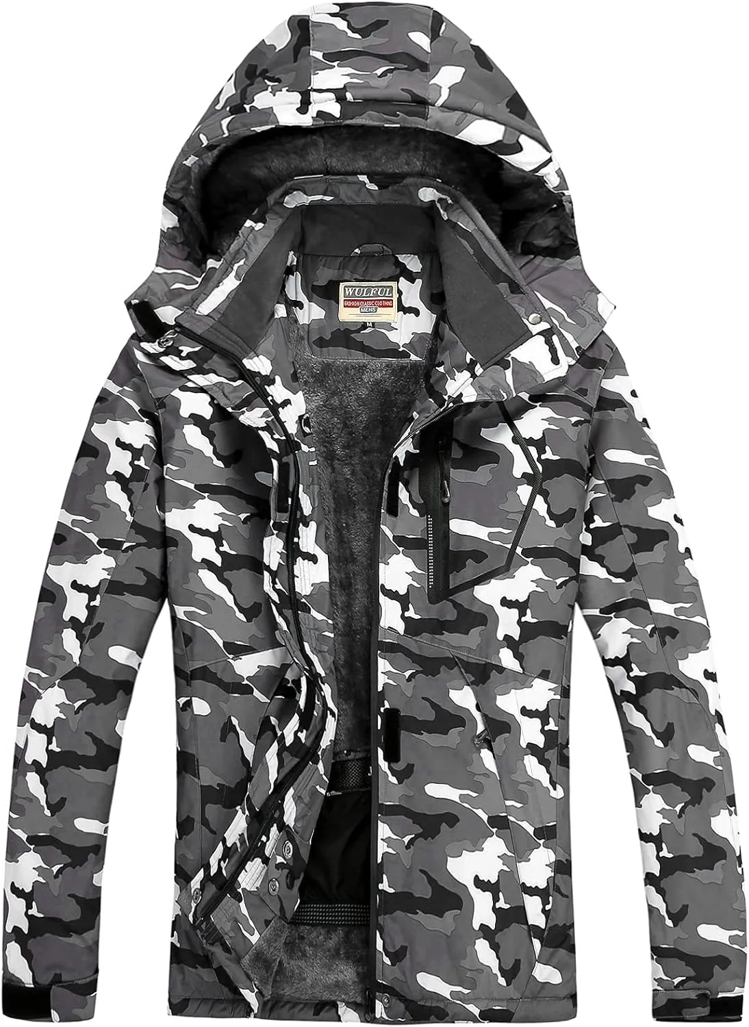 WULFUL Womens Waterproof Snow Ski Jacket Mountain Windproof Winter Coat with Detachable Hood