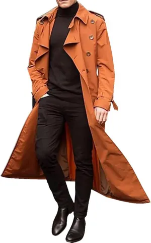Ymosrh Mens Winter Jackets Men's Long-Slevee Luxury Full Length Trench Coat Long Wool Overcoat Coats for Men